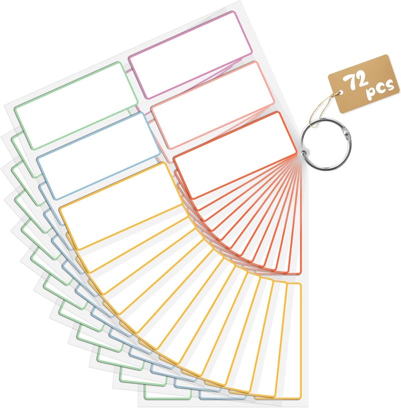 PPB Dry Erase Labels Sticky Notes for Organizing, Reusable Waterproof Removable Stickers for Storage Bins, Freezer, Kitchens, Classroom, Office, All Purpose Use (1.5”x 3.5”, Multicolor, 72 Dots) - Image 1